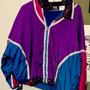 Blue , purple and white windbreaker